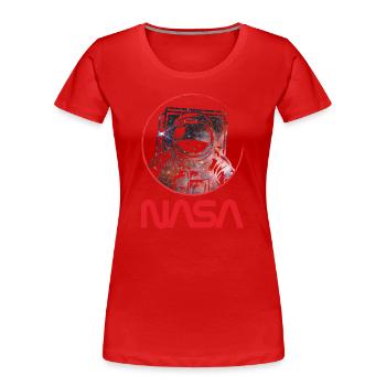 NASA Logo And Astronaut In Galaxy Design - Women's Premium Organic T-Shirt - red - Front - Mia (176cm)