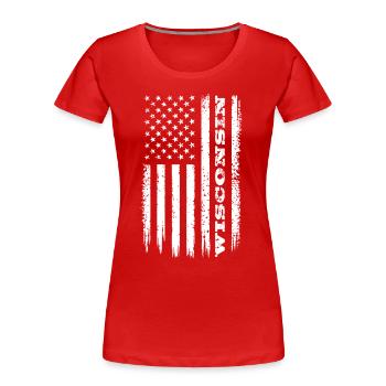 Drapeau des États-Unis Wisconsin État cadeau - T-shirt bio Premium Femme - rouge - Devant - Mia (176cm)
