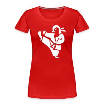 Silhouette d’arts martiaux de karaté pingouin - T-shirt bio Premium Femme - rouge - Devant - Mia (176cm)