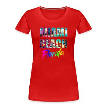 Miami Beach - Florida - Frauen Premium Bio T-Shirt - Rot - Vorne - Mia (176cm)