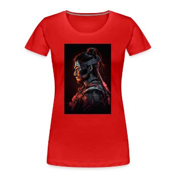 Neon Cyber Samurai Warrior #8 - Frauen Premium Bio T-Shirt - Rot - Vorne - Mia (176cm)
