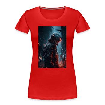 Neon Cyber Future Warrior #4 - Frauen Premium Bio T-Shirt - Rot - Vorne - Mia (176cm)