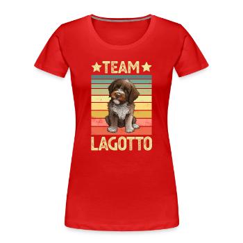 Hund Lagotto Romagnolo - Frauen Premium Bio T-Shirt - Rot - Vorne - Mia (176cm)
