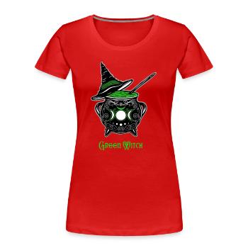 Hexenkessel Hexe Green Witch Kessel - Frauen Premium Bio T-Shirt - Rot - Vorne - Mia (176cm)