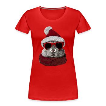 Hase Brille Weihnachten Weihnachtsmotiv Kaninchen - Frauen Premium Bio T-Shirt - Rot - Vorne - Mia (176cm)