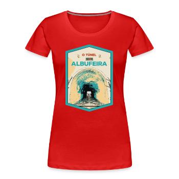 Illustration of the Tunnel to Albufeira Beach - Women's Premium Organic T-Shirt - red - Front - Mia (176cm)