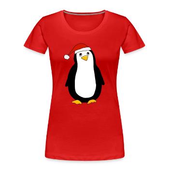 Pingouin de Noël - T-shirt bio Premium Femme - rouge - Devant - Mia (176cm)