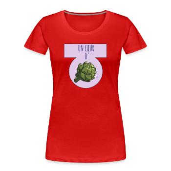 An artichoke heart - Women's Premium Organic T-Shirt - red - Front - Mia (176cm)