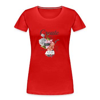 Création florale pour des moments de bonheur - T-shirt bio Premium Femme - rouge - Devant - Mia (176cm)