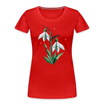 Two snowdrops with ladybugs - Women's Premium Organic T-Shirt - red - Front - Mia (176cm)