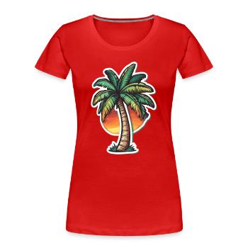 Palm tree - Women's Premium Organic T-Shirt - red - Front - Mia (176cm)