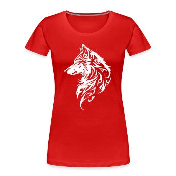 Nordischer Wolf Tribal Wolfskopf Tattoo - Frauen Premium Bio T-Shirt - Rot - Vorne - Mia (176cm)
