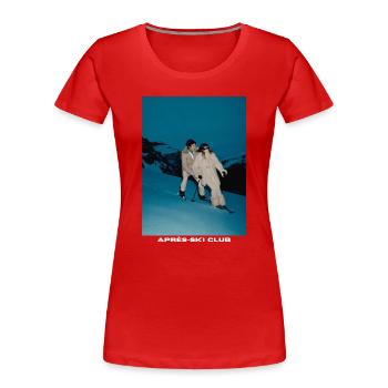 Couple de skieurs élégants dans un paysage enneigé - T-shirt bio Premium Femme - rouge - Devant - Mia (176cm)