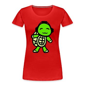 Schildkröte Kopfhörer Musik hören Club Party Spaß - Frauen Premium Bio T-Shirt - Rot - Vorne - Mia (176cm)