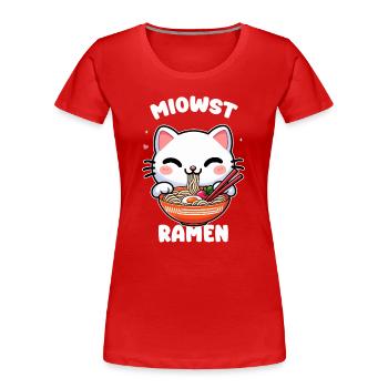 Kawaii cat ramen in bowl - Women's Premium Organic T-Shirt - red - Front - Mia (176cm)