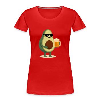 Avocado Bier – chilliger und schräger Humor - Frauen Premium Bio T-Shirt - Rot - Vorne - Mia (176cm)