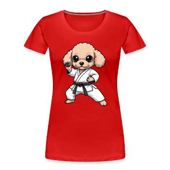 Karaté Caniche Chien Arts Martiaux Confiance en soi - T-shirt bio Premium Femme - rouge - Devant - Mia (176cm)