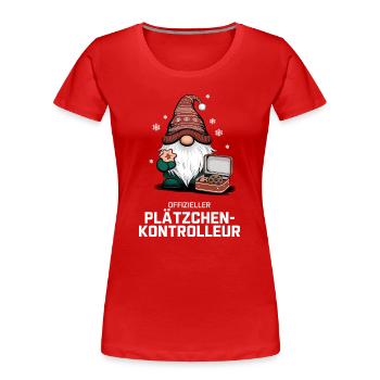 Gnome Inspecteur Officiel des Cookies - T-shirt bio Premium Femme - rouge - Devant - Mia (176cm)