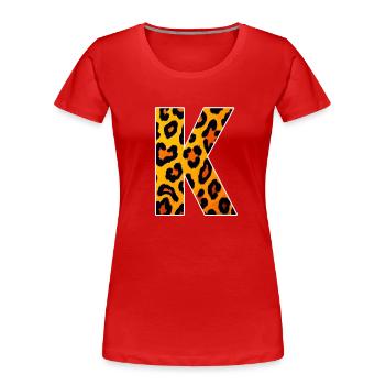 Lettre léopard K - T-shirt bio Premium Femme - rouge - Devant - Mia (176cm)