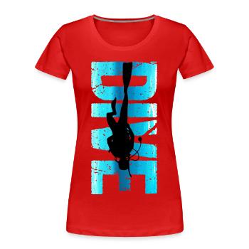 Diver Design Retro Dive Outfit Gift - Women's Premium Organic T-Shirt - red - Front - Mia (176cm)