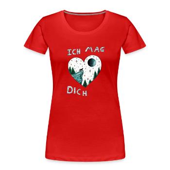 Ich Mag Dich - Herz - Frauen Premium Bio T-Shirt - Rot - Vorne - Mia (176cm)