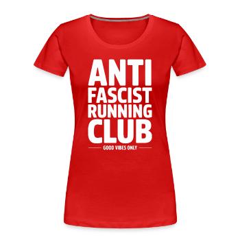 Club de course antifasciste - T-shirt Antifa - T-shirt bio Premium Femme - rouge - Devant - Mia (176cm)