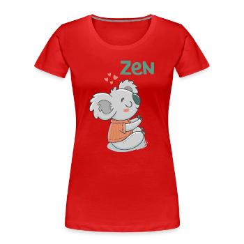 Koala Zen in Orange Sweater - Women's Premium Organic T-Shirt - red - Front - Mia (176cm)