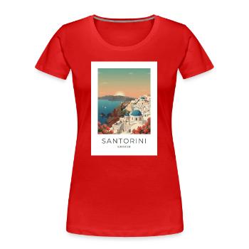 Sunset Santorini Vista - Women's Premium Organic T-Shirt - red - Front - Mia (176cm)