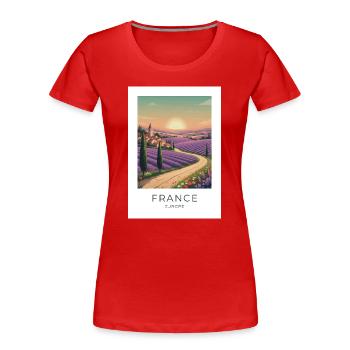 Lavendelfeld Provence France - Frauen Premium Bio T-Shirt - Rot - Vorne - Mia (176cm)