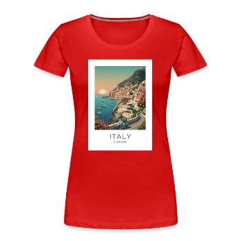 Italia Coastal Magic Motorcycle - Women's Premium Organic T-Shirt - red - Front - Mia (176cm)