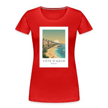Côte d’Azur Riviera Sommerstrand - Frauen Premium Bio T-Shirt - Rot - Vorne - Mia (176cm)
