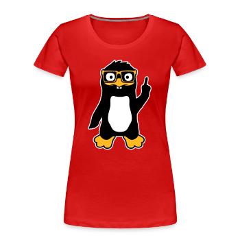 Penguin Geek Lunettes Index Lus Arrogant - T-shirt bio Premium Femme - rouge - Devant - Mia (176cm)