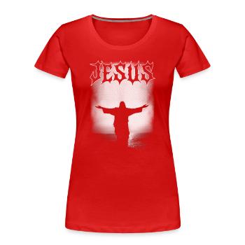 ART GRAPHIQUE DE JÉSUS - T-shirt bio Premium Femme - rouge - Devant - Mia (176cm)