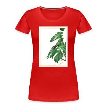 Monstera leaves in gold frame - Women's Premium Organic T-Shirt - red - Front - Mia (176cm)