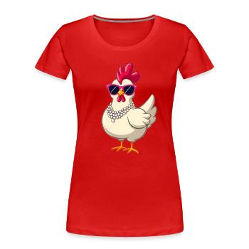 Huhn - Frauen Premium Bio T-Shirt - Rot - Vorne - Mia (176cm)