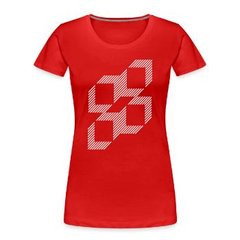 Geometric Stripe Squares Grid - Women's Premium Organic T-Shirt - red - Front - Mia (176cm)