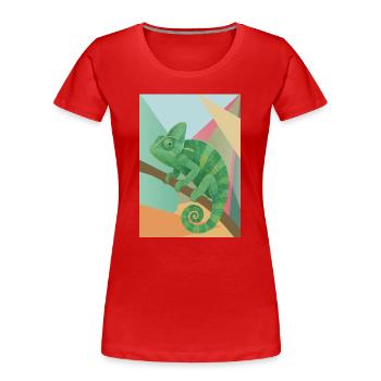 Style géométrique du Caméléon Vert - T-shirt bio Premium Femme - rouge - Devant - Mia (176cm)