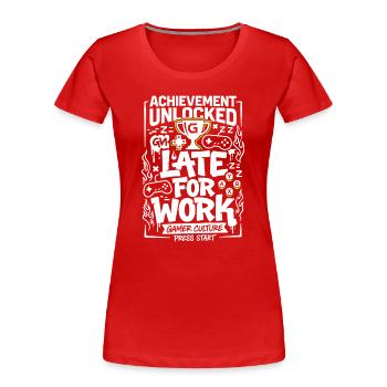 Succès Débloqué Vie de joueur - T-shirt bio Premium Femme - rouge - Devant - Mia (176cm)