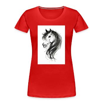 Tête de cheval peinte - T-shirt bio Premium Femme - rouge - Devant - Mia (176cm)