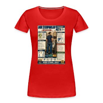 Der Stehpinkler – jeder Strahl zählt - Frauen Premium Bio T-Shirt - Rot - Vorne - Mia (176cm)