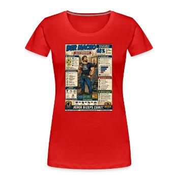 Der Macho – jeder Bizeps zählt - Frauen Premium Bio T-Shirt - Rot - Vorne - Mia (176cm)