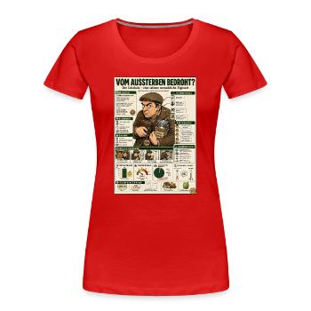 Der Geizhals – jeder Cent zählt - Frauen Premium Bio T-Shirt - Rot - Vorne - Mia (176cm)