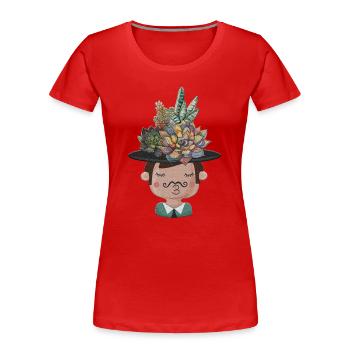Succulents Hat Character Illustration - Women's Premium Organic T-Shirt - red - Front - Mia (176cm)