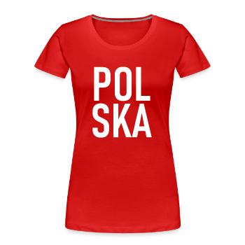 Polska Lettering - Polen - Poland - Women's Premium Organic T-Shirt - red - Front - Mia (176cm)
