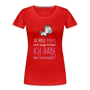 So viele Ponys - Frauen Premium Bio T-Shirt - Rot - Vorne - Mia (176cm)