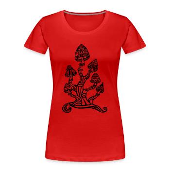 Magic mushrooms, wonderland, psychedelic, lsd - Women's Premium Organic T-Shirt - red - Front - Mia (176cm)