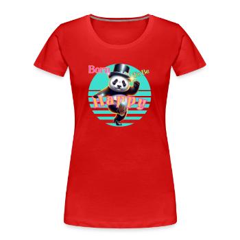 Happy Panda - Women's Premium Organic T-Shirt - red - Front - Mia (176cm)