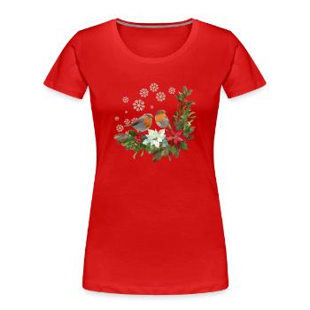 Christmas Robins - Women's Premium Organic T-Shirt - red - Front - Mia (176cm)