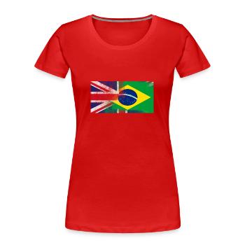 British Brazilian Half Brazil Half UK Flag - Women's Premium Organic T-Shirt - red - Front - Mia (176cm)