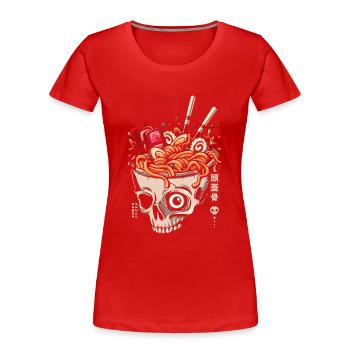 Japanische Totenkopf-Ramen-Nudeln - Frauen Premium Bio T-Shirt - Rot - Vorne - Mia (176cm)